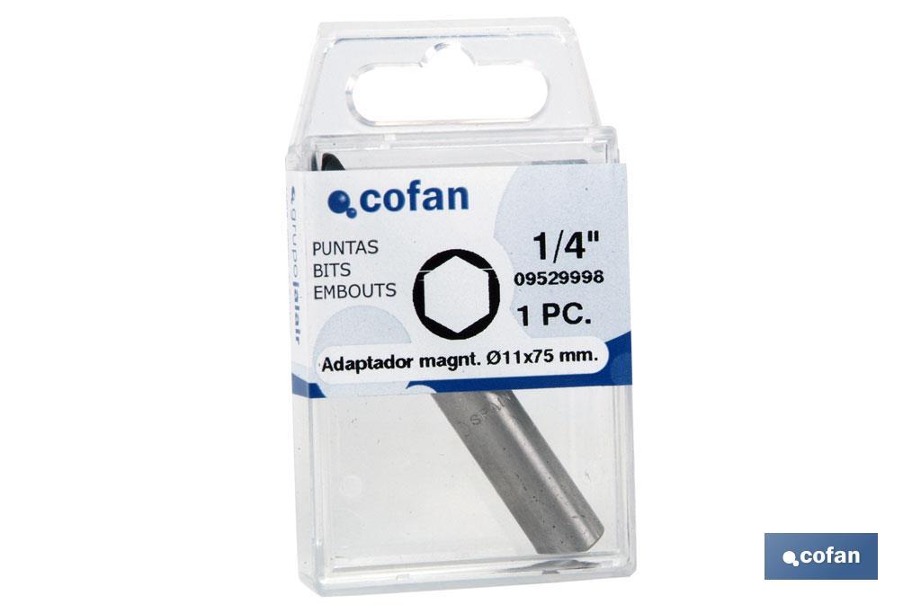 Adaptador porta puntas Imantado | Medidas 1/4 x 75 x 11 mm  | Cambio de puntas imantado - Cofan