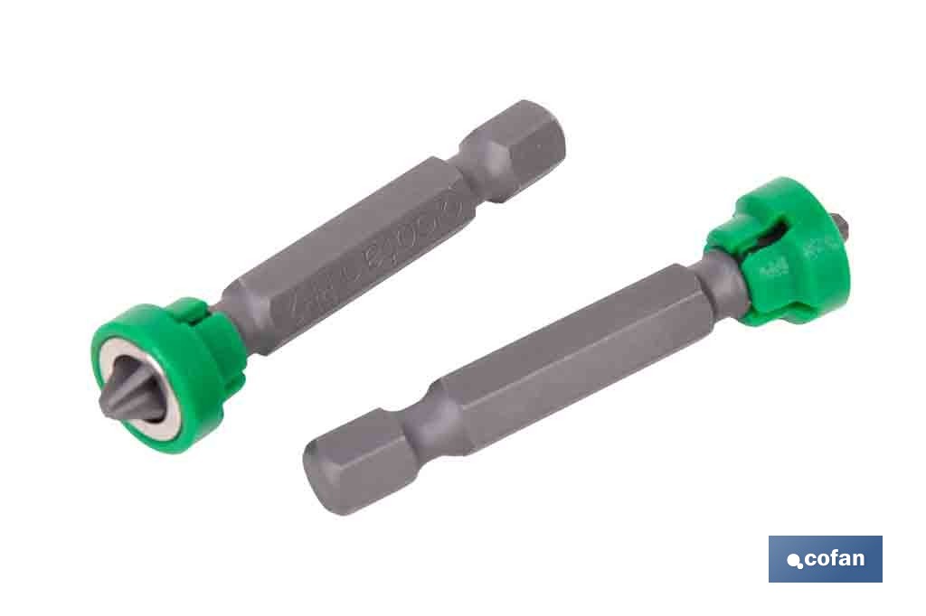 Set de dos Puntas para destornillador | Modelo PH-2 de 1/4" | Incluye corona magnética - Cofan