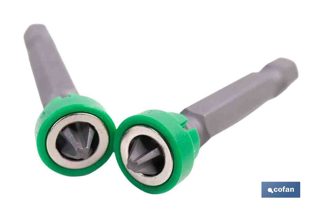 Set de dos Puntas para destornillador | Modelo PH-2 de 1/4" | Incluye corona magnética - Cofan