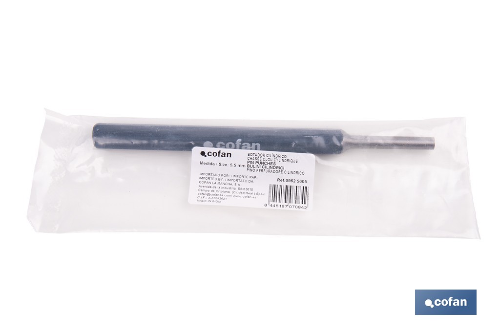 Cylindrical pin punch for professionals | Chrome-vanadium hardened steel | Size: 10mm - Cofan