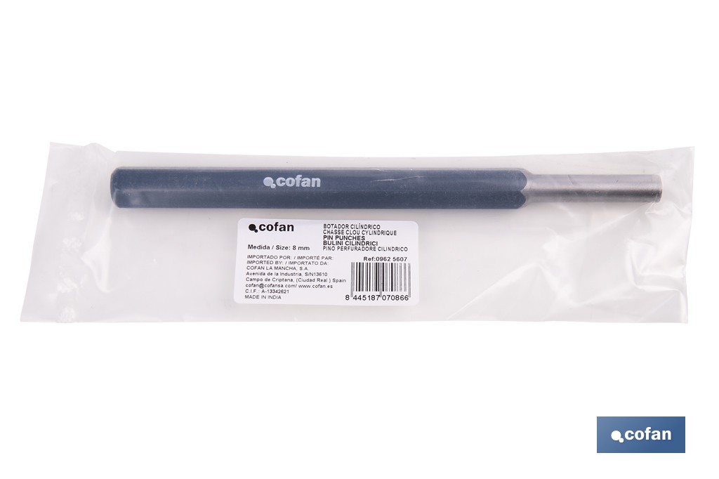 Cylindrical pin punch for professionals | Chrome-vanadium hardened steel | Size: 10mm - Cofan