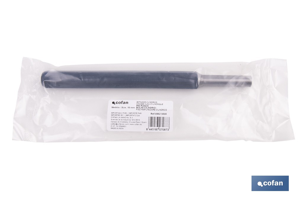 Cylindrical pin punch for professionals | Chrome-vanadium hardened steel | Size: 10mm - Cofan