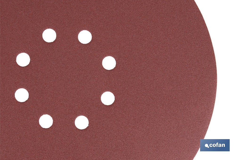 Discos de lija para lijadora de pared y techo | Pack de 5 hojas de lija redondos de óxido de aluminio | Disponibles en diferentes granos - Cofan