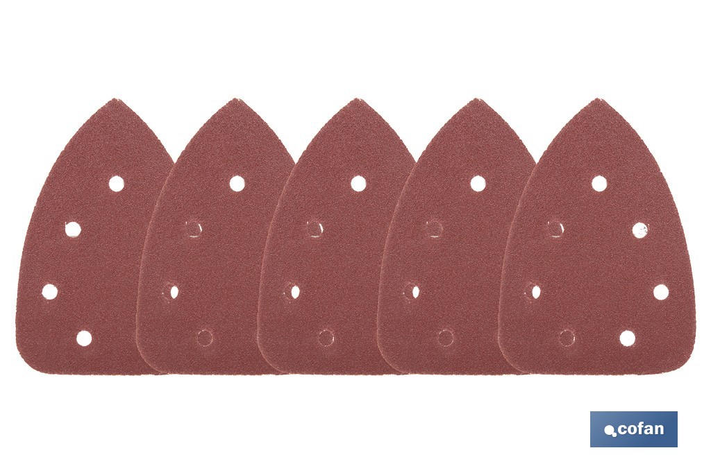 Hojas de lija para lijadora de detalle (Mouse) | Pack de 5 hojas de lija triangulares | Material: óxido de aluminio | Disponibles en diferentes granos - Cofan
