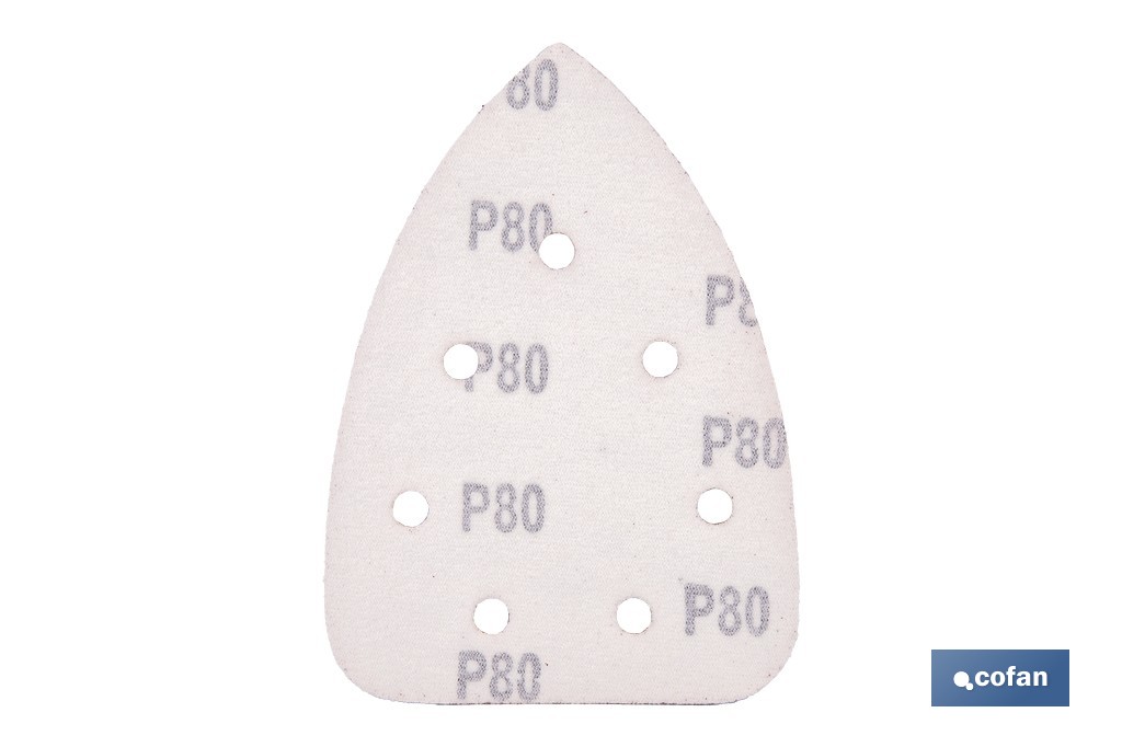 Hojas de lija para lijadora de detalle (Mouse) | Pack de 5 hojas de lija triangulares | Material: óxido de aluminio | Disponibles en diferentes granos - Cofan