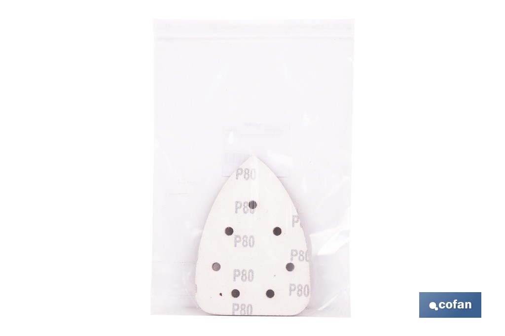 Hojas de lija para lijadora de detalle (Mouse) | Pack de 5 hojas de lija triangulares | Material: óxido de aluminio | Disponibles en diferentes granos - Cofan