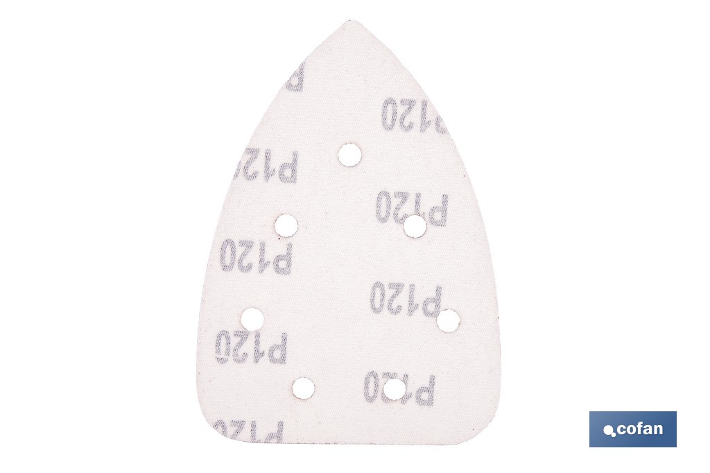 Hojas de lija para lijadora de detalle (Mouse) | Pack de 5 hojas de lija triangulares | Material: óxido de aluminio | Disponibles en diferentes granos - Cofan