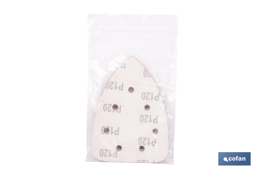 Hojas de lija para lijadora de detalle (Mouse) | Pack de 5 hojas de lija triangulares | Material: óxido de aluminio | Disponibles en diferentes granos - Cofan