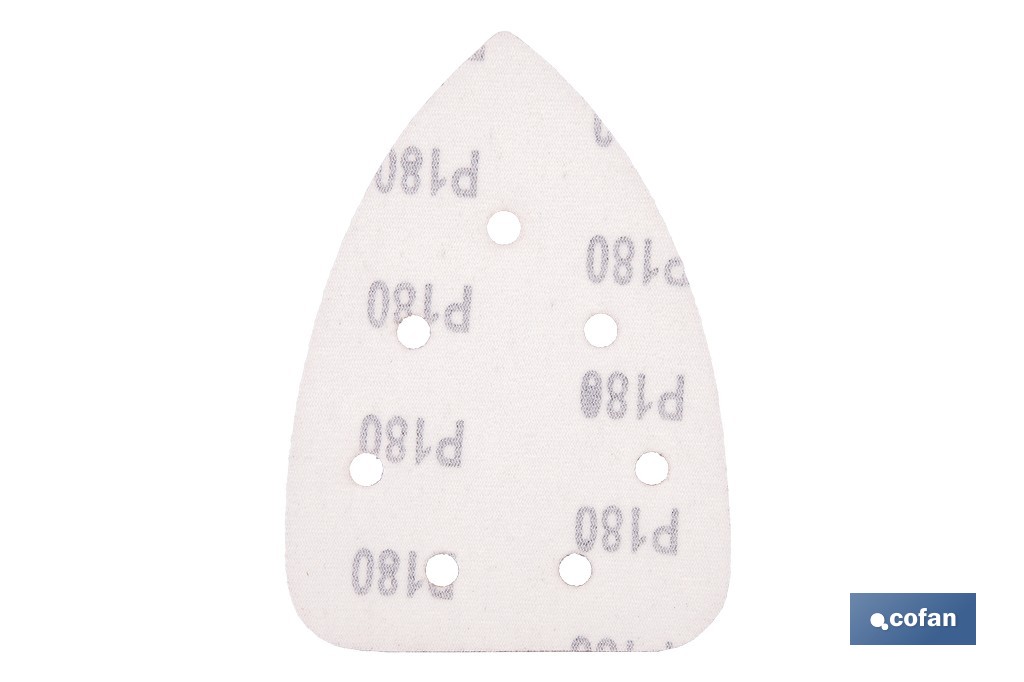 Hojas de lija para lijadora de detalle (Mouse) | Pack de 5 hojas de lija triangulares | Material: óxido de aluminio | Disponibles en diferentes granos - Cofan