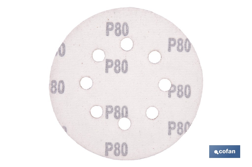 Discos de lija para lijadora Orbital | Pack de 5 hojas de lija redondas | Material: óxido de aluminio | Disponibles en diferentes granos - Cofan
