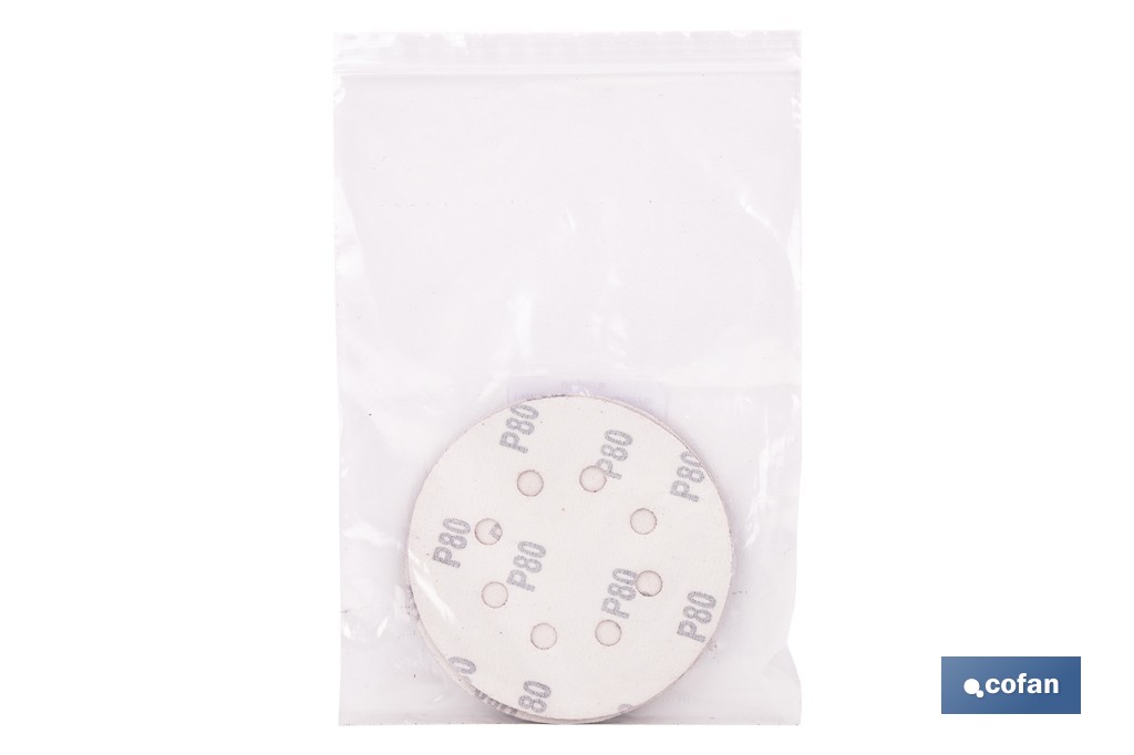 Discos de lija para lijadora Orbital | Pack de 5 hojas de lija redondas | Material: óxido de aluminio | Disponibles en diferentes granos - Cofan
