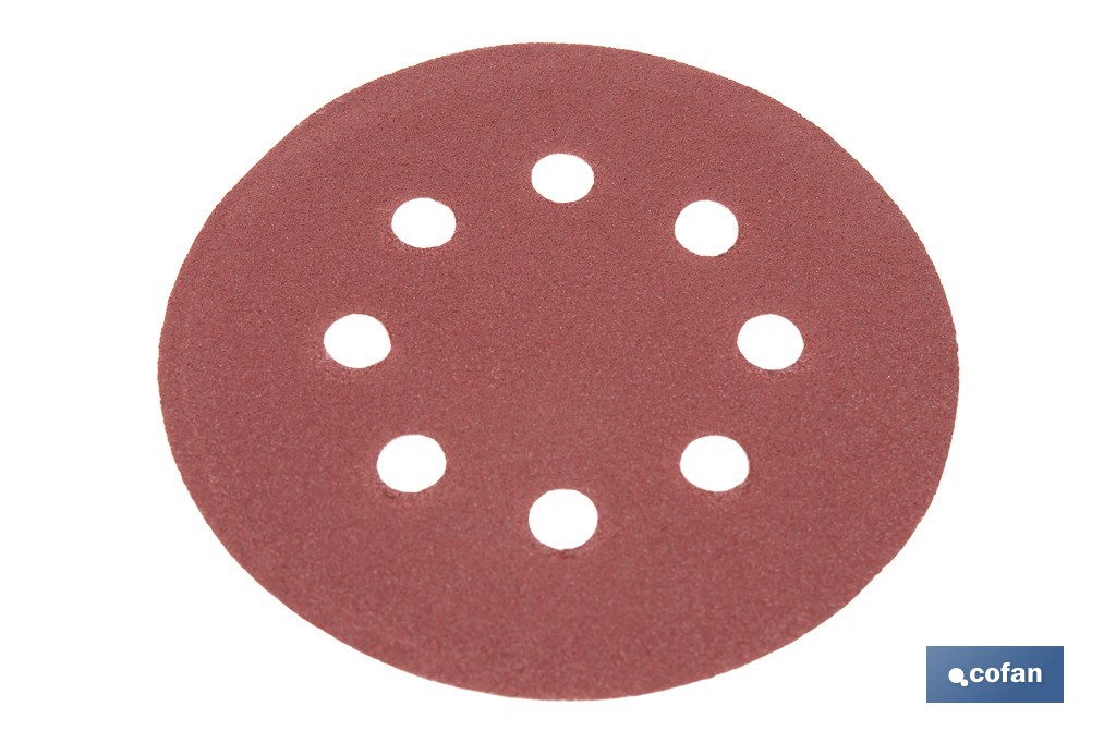 Discos de lija para lijadora Orbital | Pack de 5 hojas de lija redondas | Material: óxido de aluminio | Disponibles en diferentes granos - Cofan