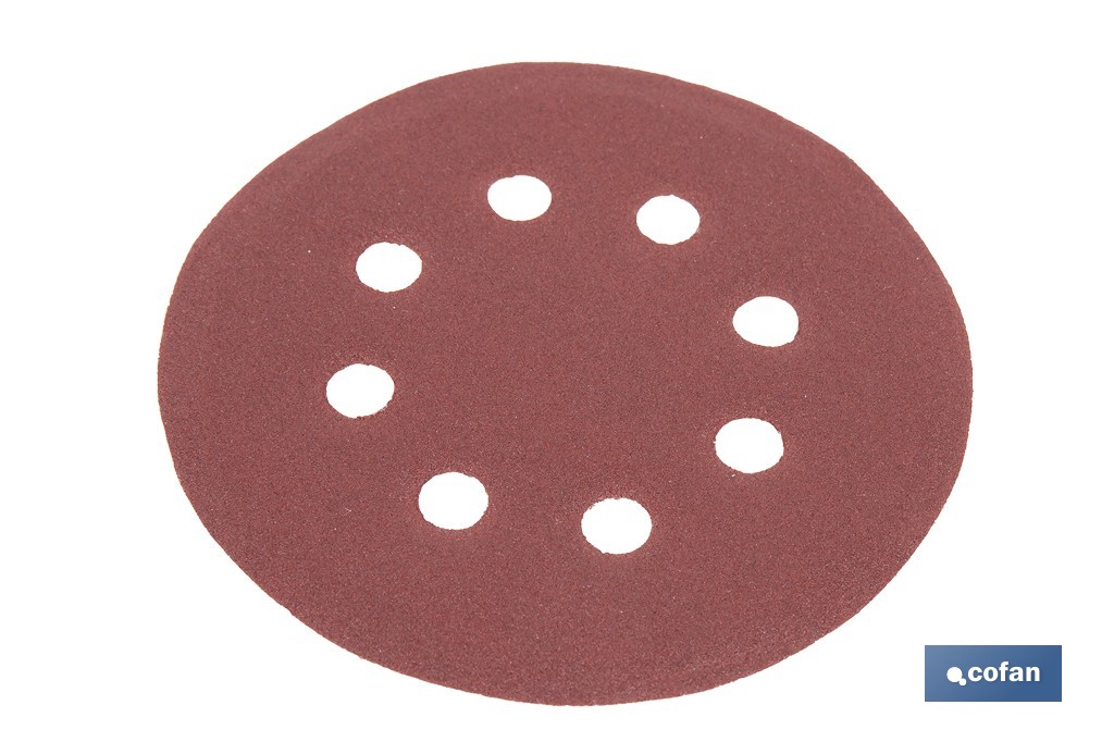 Discos de lija para lijadora Orbital | Pack de 5 hojas de lija redondas | Material: óxido de aluminio | Disponibles en diferentes granos - Cofan