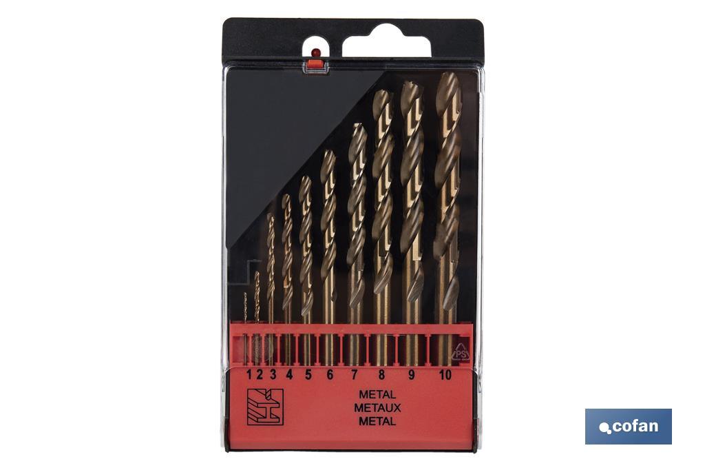 HSS-Co drill bit case | Set of 10 drill bits | Suitable for stainless steel and hard metal | Available in different diameters - Cofan