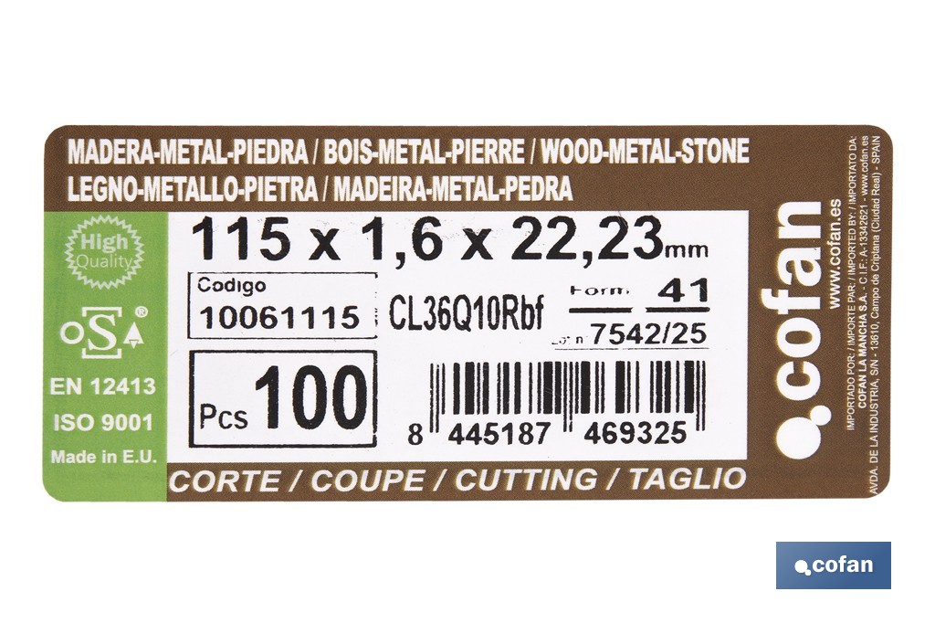 4x4 Cutting Discs - Cofan