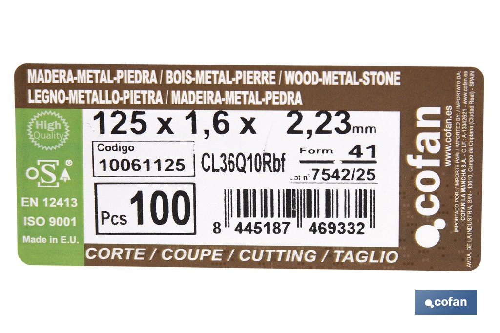 4x4 Cutting Discs - Cofan