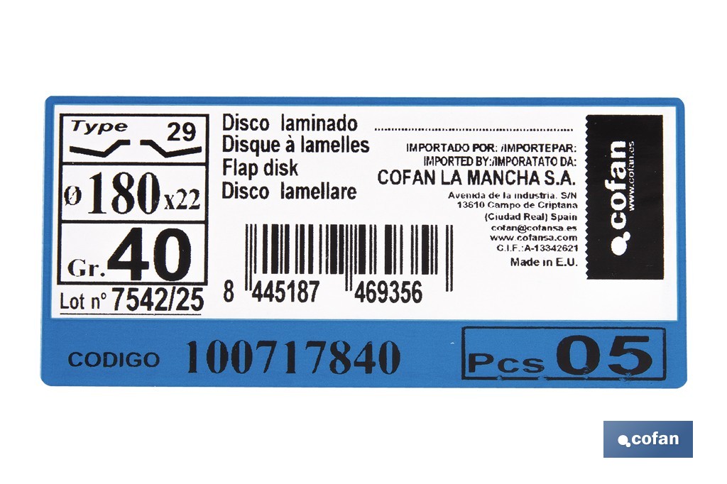 Disco Laminado Profesional Inclinado - Cofan
