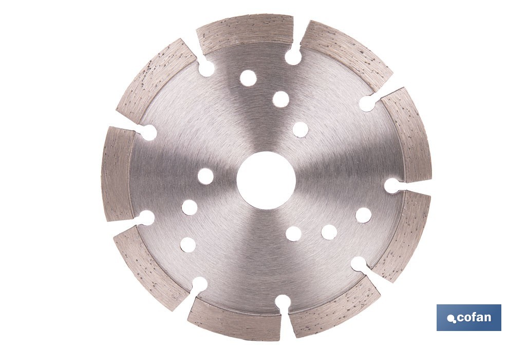 Disco de corte segmentado ventilado | Para ladrillo y hormigón | Corte en seco | Disponible en diferentes medidas - Cofan