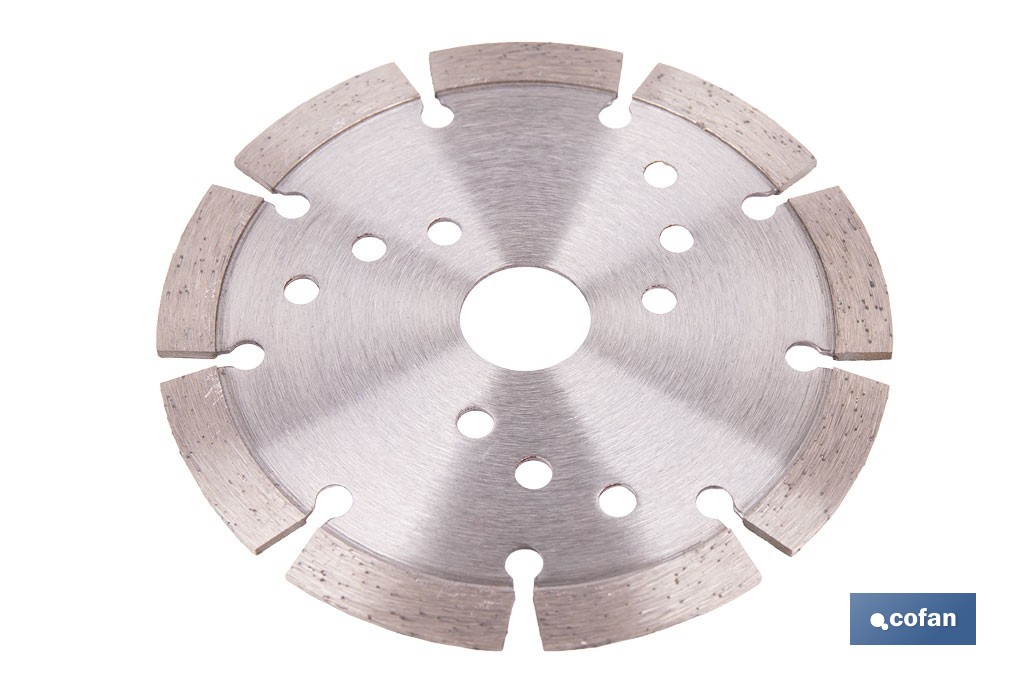 Disco de corte segmentado ventilado | Para ladrillo y hormigón | Corte en seco | Disponible en diferentes medidas - Cofan