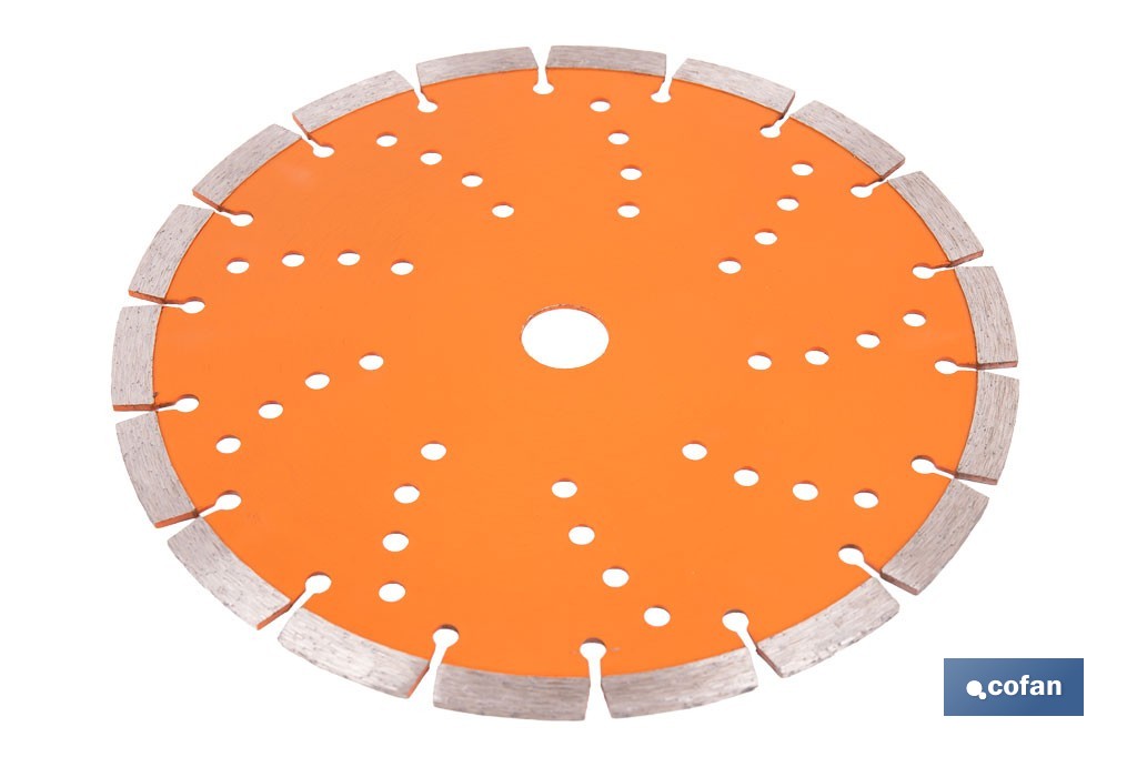 Disco de corte segmentado ventilado | Para ladrillo y hormigón | Corte en seco | Disponible en diferentes medidas - Cofan