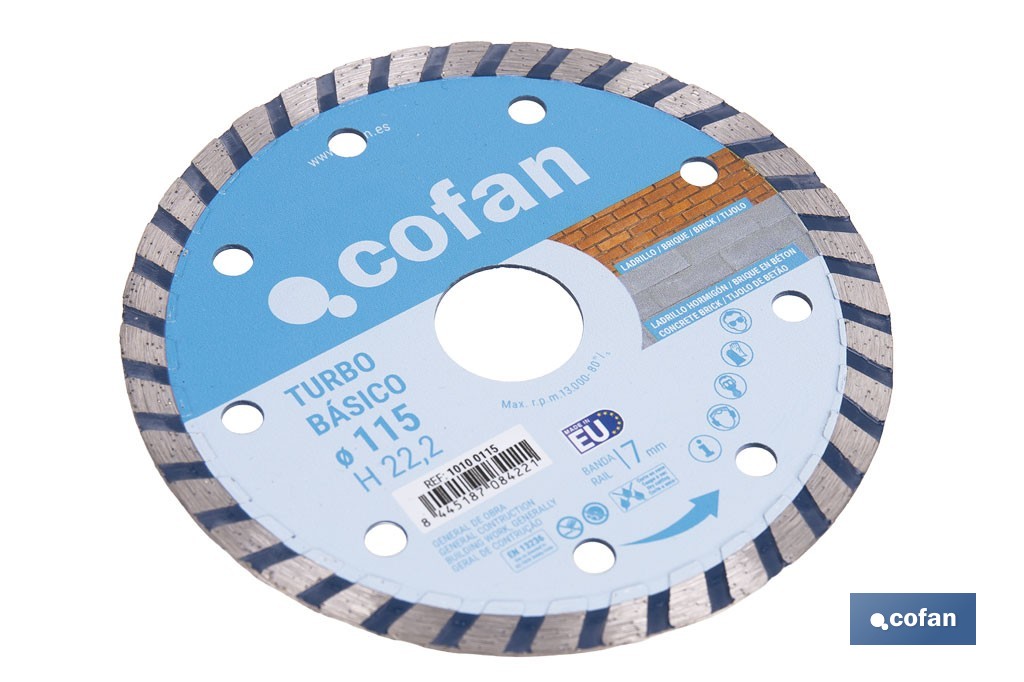 Diamond discs "general construction" base turbo - Cofan