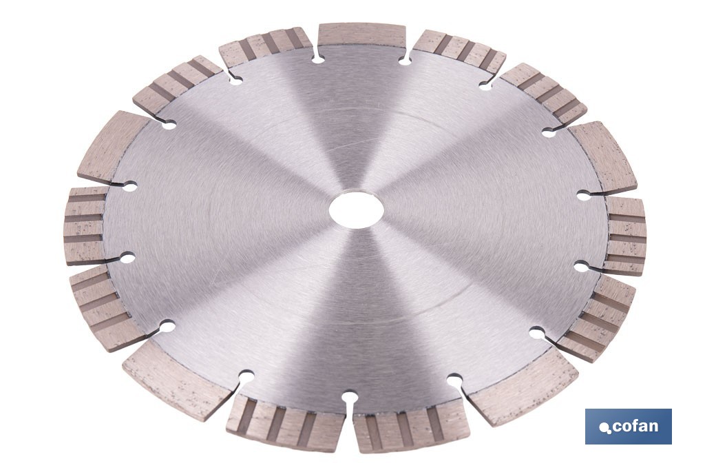 Disco de diamante de alto rendimiento Ø230 mm | Corte en seco en hormigón, asfalto, granito | Espesor de 3 mm y segmento de 15 mm - Cofan