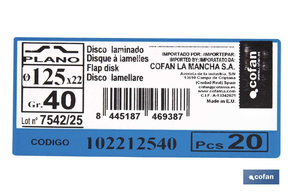 Disco Laminado Profesional Plano - Cofan