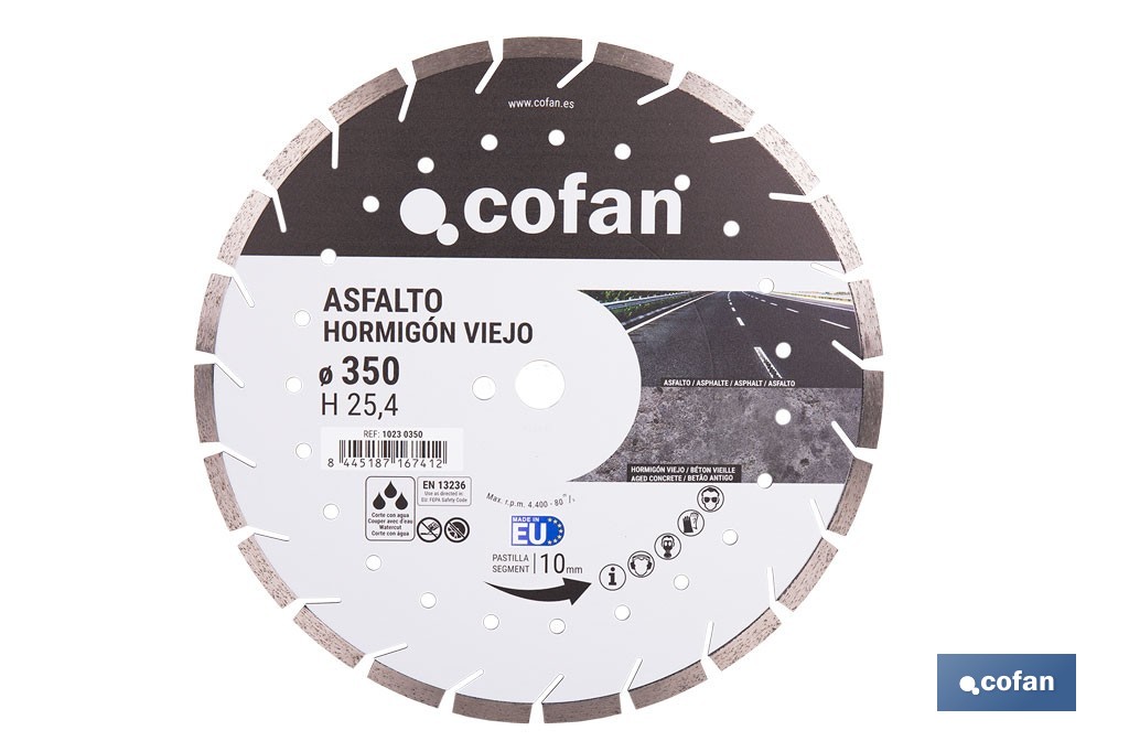 Diamond disc for old concrete and asphalt - Cofan