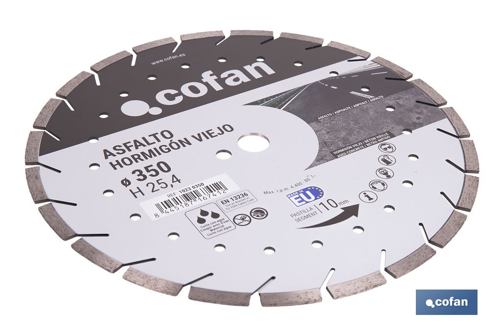 Diamond disc for old concrete and asphalt - Cofan