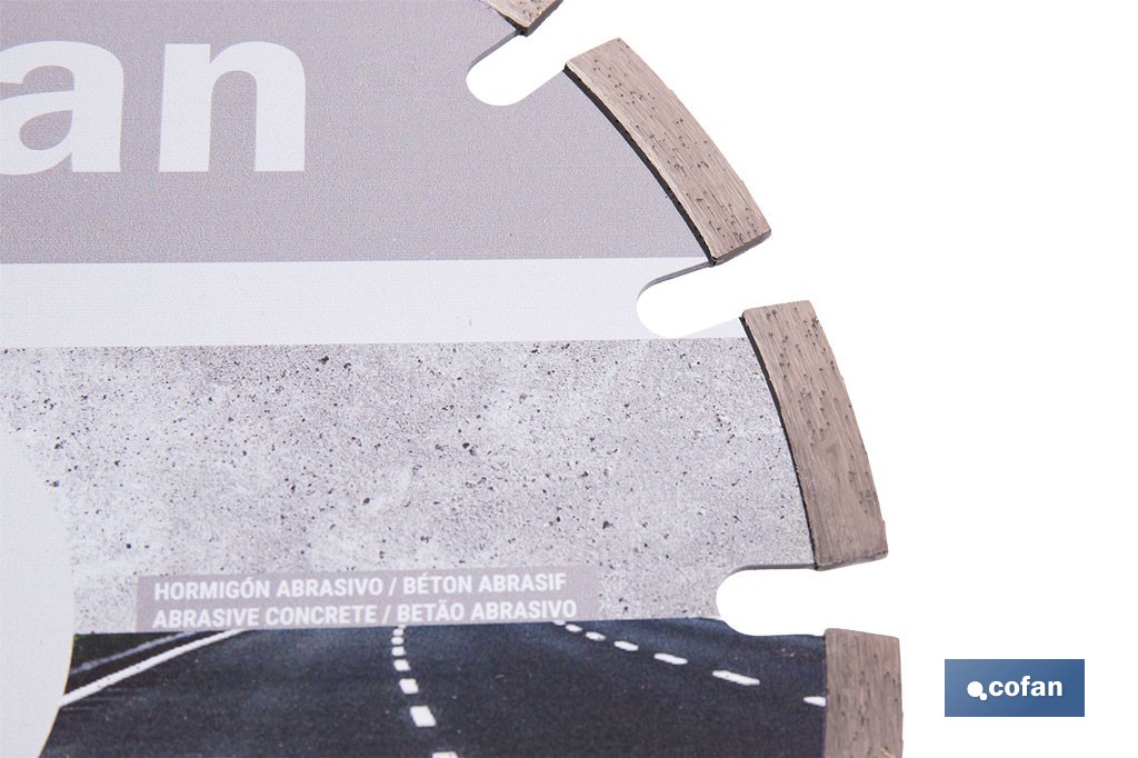 Disco de diamante reforzado soldado por láser | Corte húmedo en asfalto y hormigón abrasivo | Disponible en diferentes medidas - Cofan