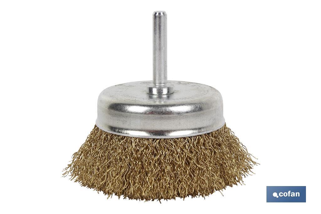 Crimped cup wire brush, brass-plated steel - Cofan