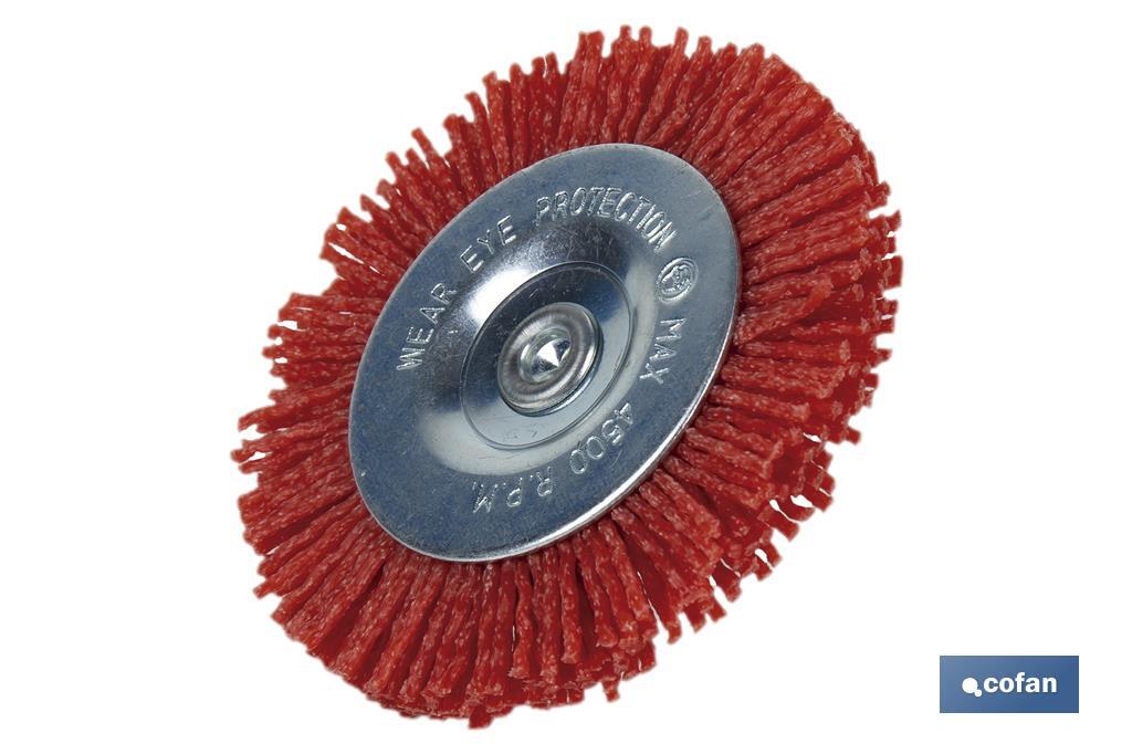 Cepillo Circular con Filamentos Abrasivos de Nylon | Diferentes medidas | Para pulir, esmerilar, eliminar óxido, etc. - Cofan