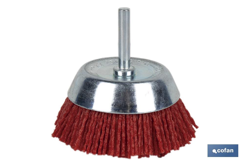 Escova de copo abrasiva com fio de nylon | Disponível em diferentes tamanhos | Adequada para polir, esmerilhar, remover ferrugem, etc. - Cofan