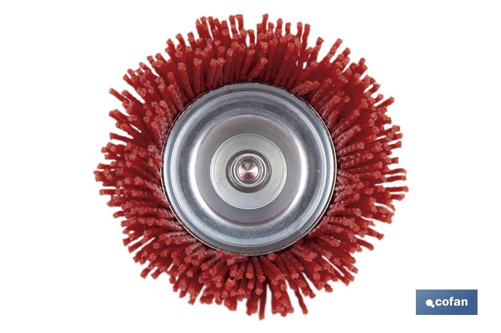 Escova de copo abrasiva com fio de nylon | Disponível em diferentes tamanhos | Adequada para polir, esmerilhar, remover ferrugem, etc. - Cofan