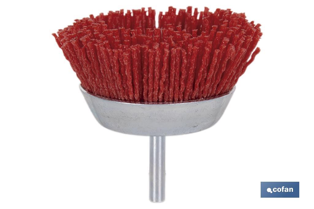 Escova de copo abrasiva com fio de nylon | Disponível em diferentes tamanhos | Adequada para polir, esmerilhar, remover ferrugem, etc. - Cofan