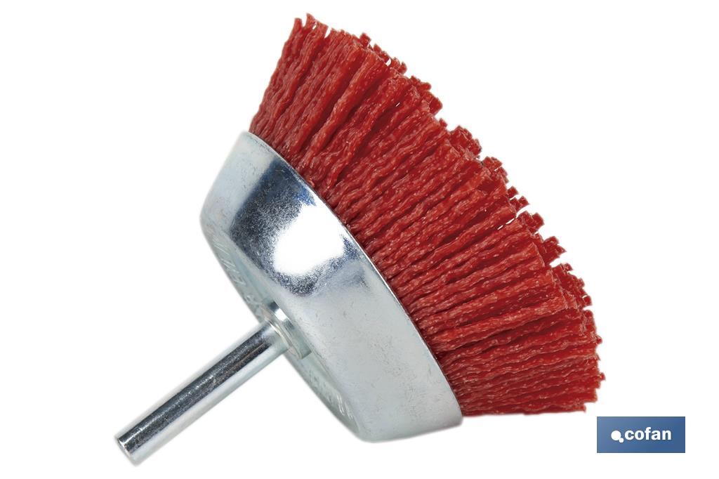 Escova de copo abrasiva com fio de nylon | Disponível em diferentes tamanhos | Adequada para polir, esmerilhar, remover ferrugem, etc. - Cofan