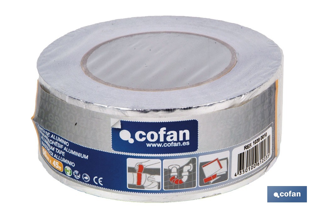 Cinta Adhesiva de Aluminio 30 Micras | Color aluminio - Cofan