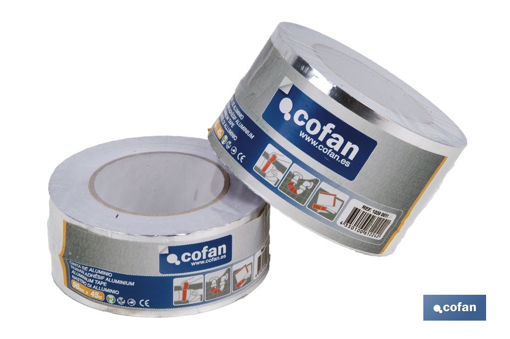 Cinta Adhesiva de Aluminio 30 Micras | Color aluminio - Cofan