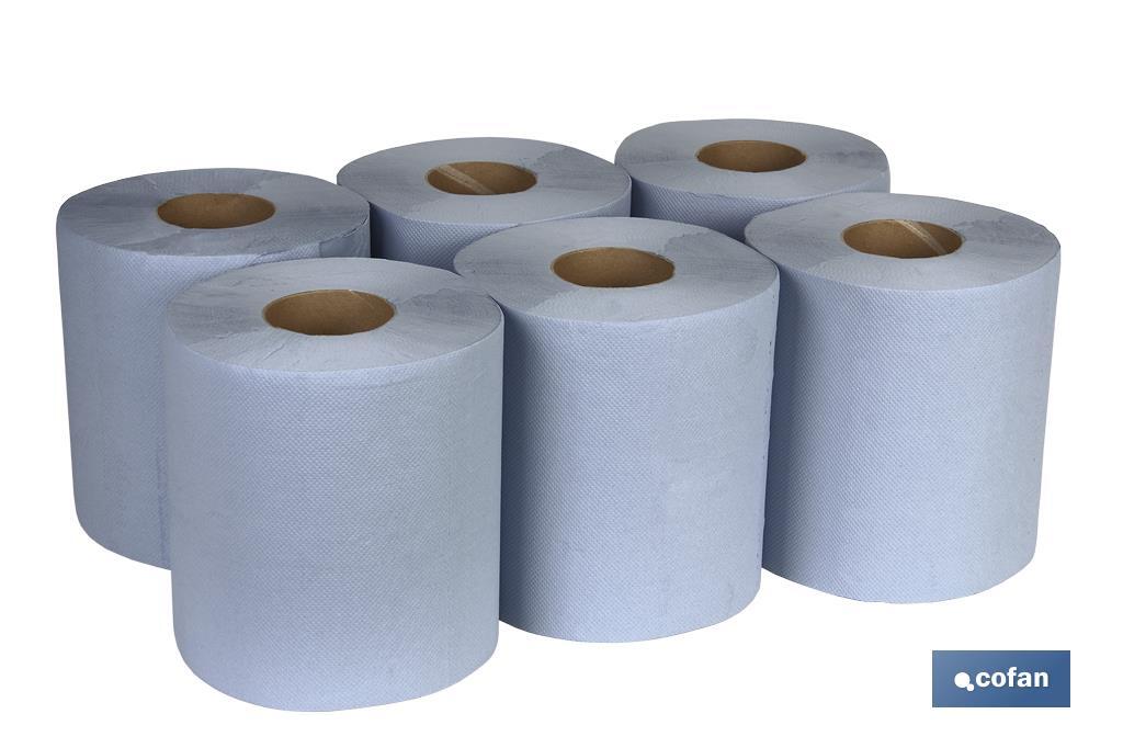 Papel Secamanos blanco | Material reciclado | Pack de 6 Rollos | Peso rollo 0,8 kilos 90 metros - Cofan