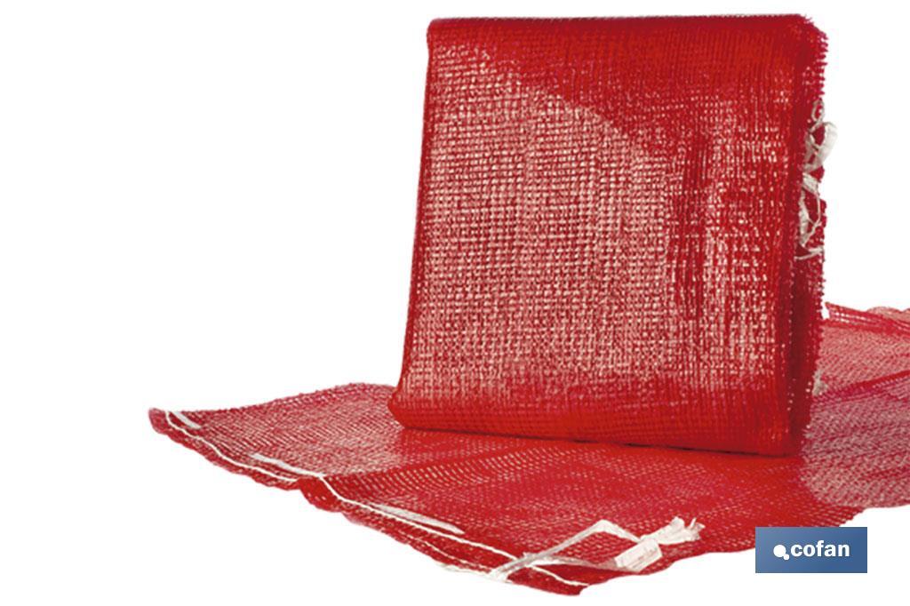 Pack 10 sacos | Color rojo y naranja | De polymesh | Con pasador | Medidas 55 x 83 cm - Cofan