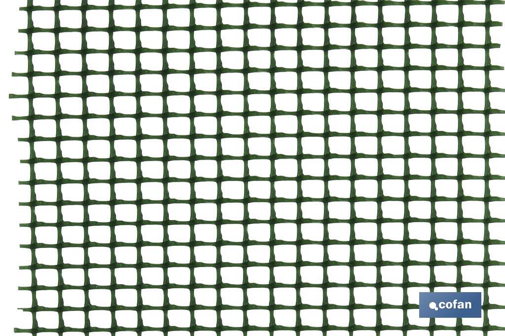 Malla de PVC | Hueco de 5 mm | Color verde | Medida 1 x 25 m | Cofan