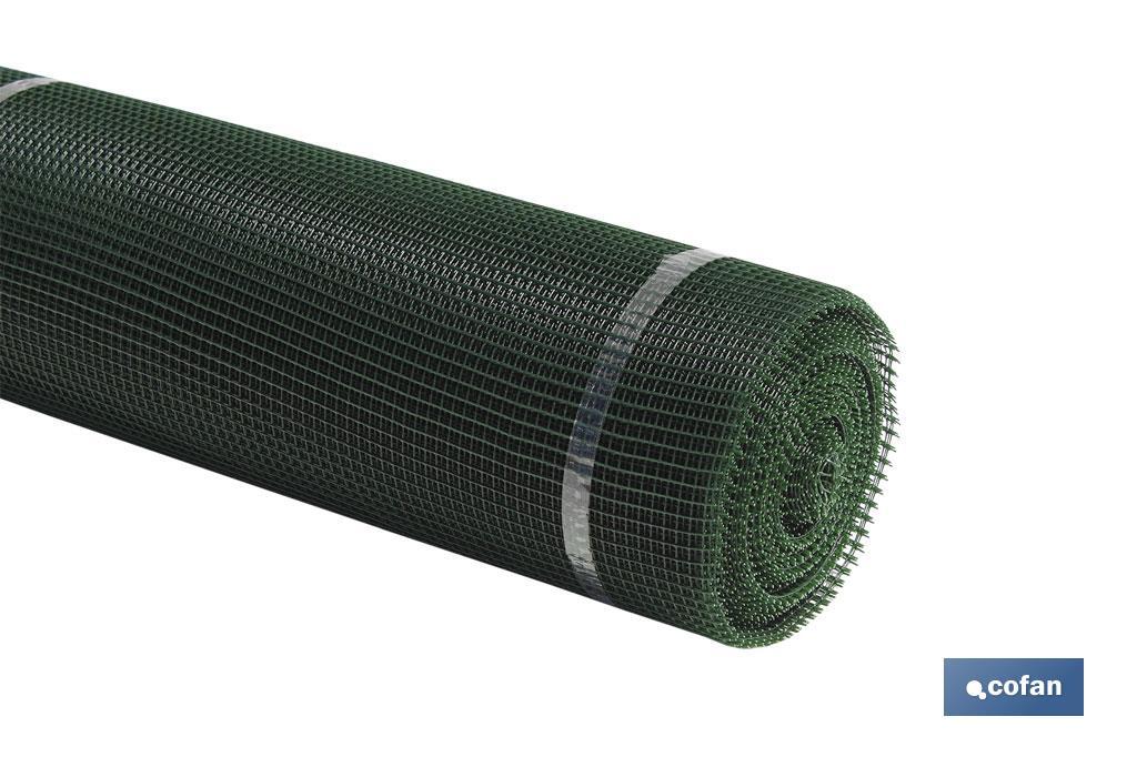 Malla de PVC | Hueco cuadrado de 10 mm | Color verde | Medida 1 x 25 m - Cofan