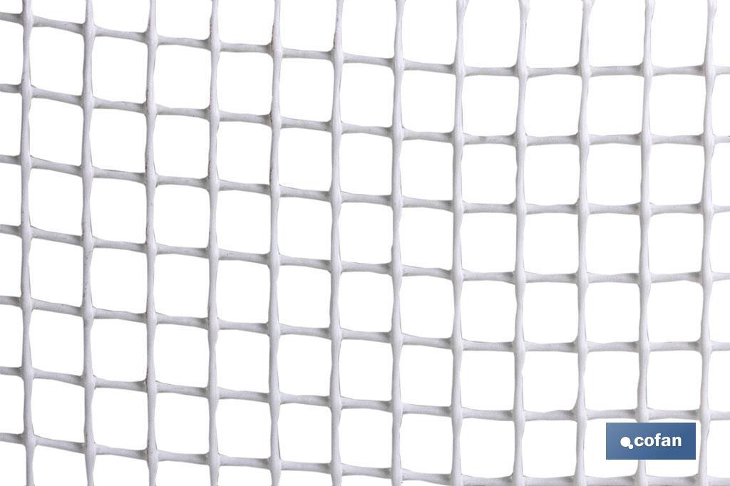 Rete di PVC | Fori quadrati di 10 mm | Bianco | Dimensioni: 1 x 25 m - Cofan