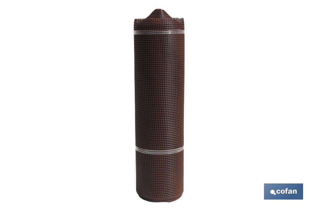 PVC square mesh | Mesh aperture of 10mm | Available in brown | Size: 1 x 25mm - Cofan