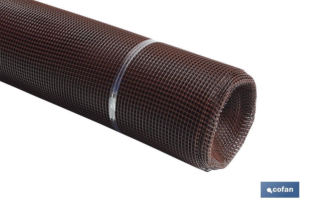 PVC square mesh | Mesh aperture of 10mm | Available in brown | Size: 1 x 25mm - Cofan