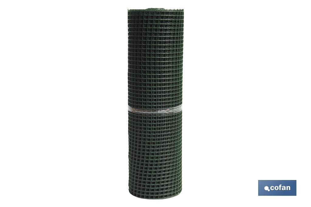 Grillage en PVC | Maille carrée de 20 mm | Couleur verte | Dimension de 1 x 25 m - Cofan