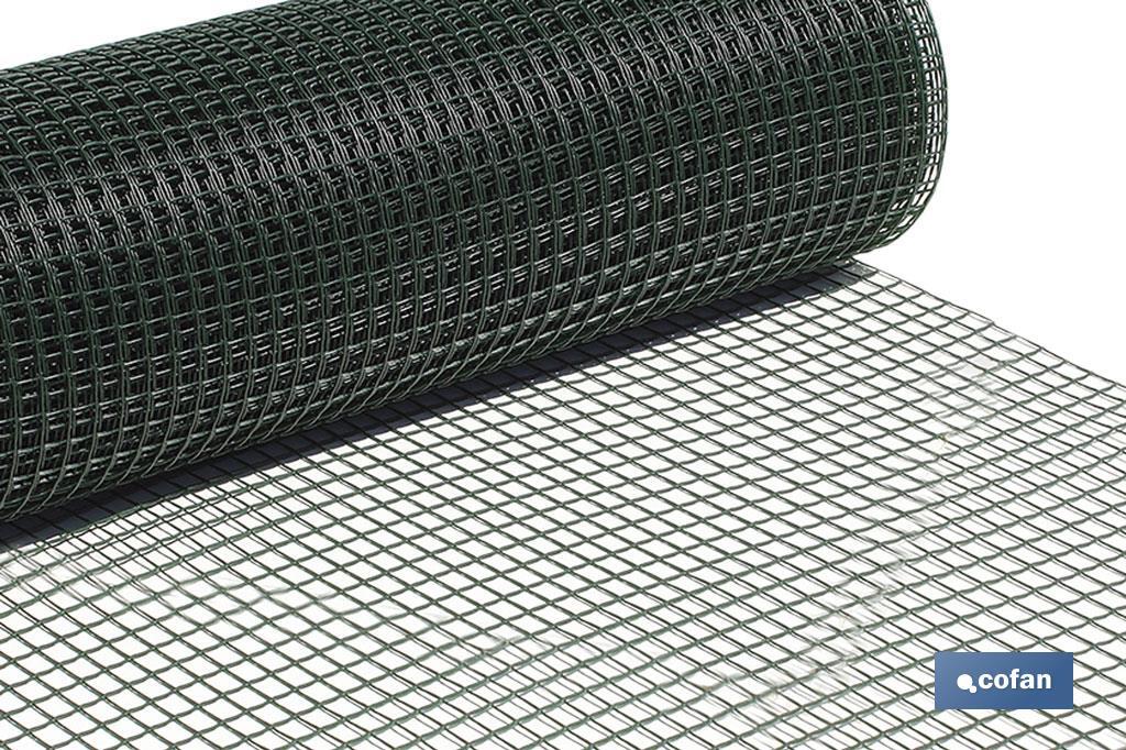 Grillage en PVC | Maille carrée de 20 mm | Couleur verte | Dimension de 1 x 25 m - Cofan