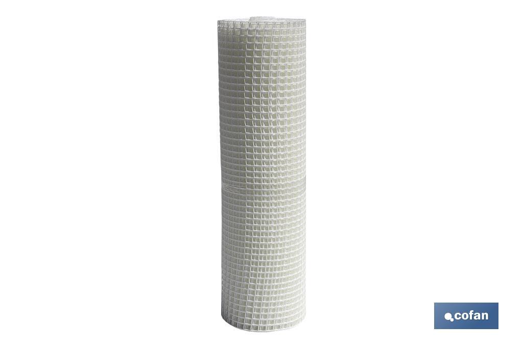 PVC square mesh | Mesh aperture of 20mm | Available in white | Size: 1 x 25mm - Cofan