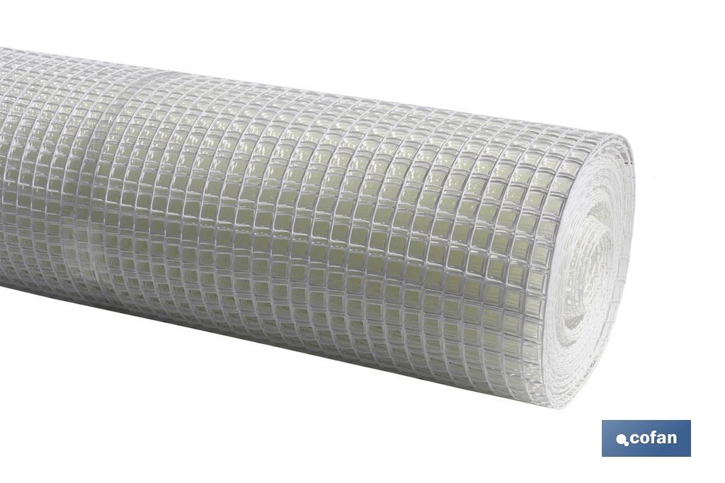 Malla de PVC | Hueco cuadrado de 20 mm | Color blanco | Medida 1 x 25 m - Cofan