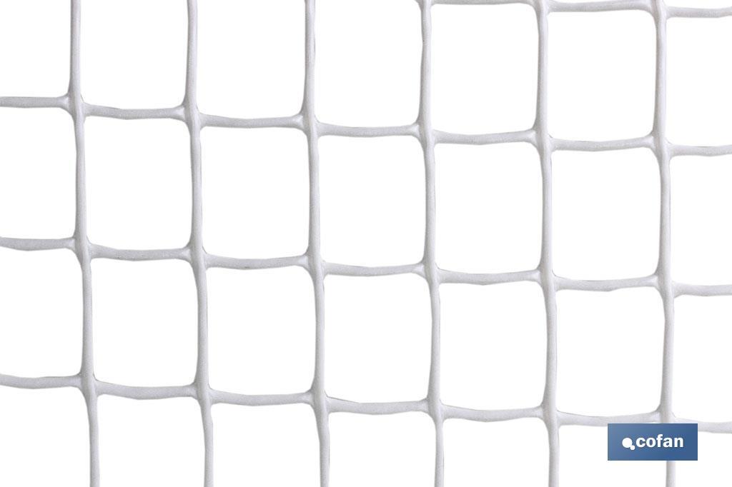 PVC square mesh | Mesh aperture of 20mm | Available in white | Size: 1 x 25mm - Cofan